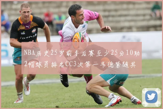 NBA历史25岁前季后赛至少25分10助2帽球员排名CC3次第一韦德紧随其后